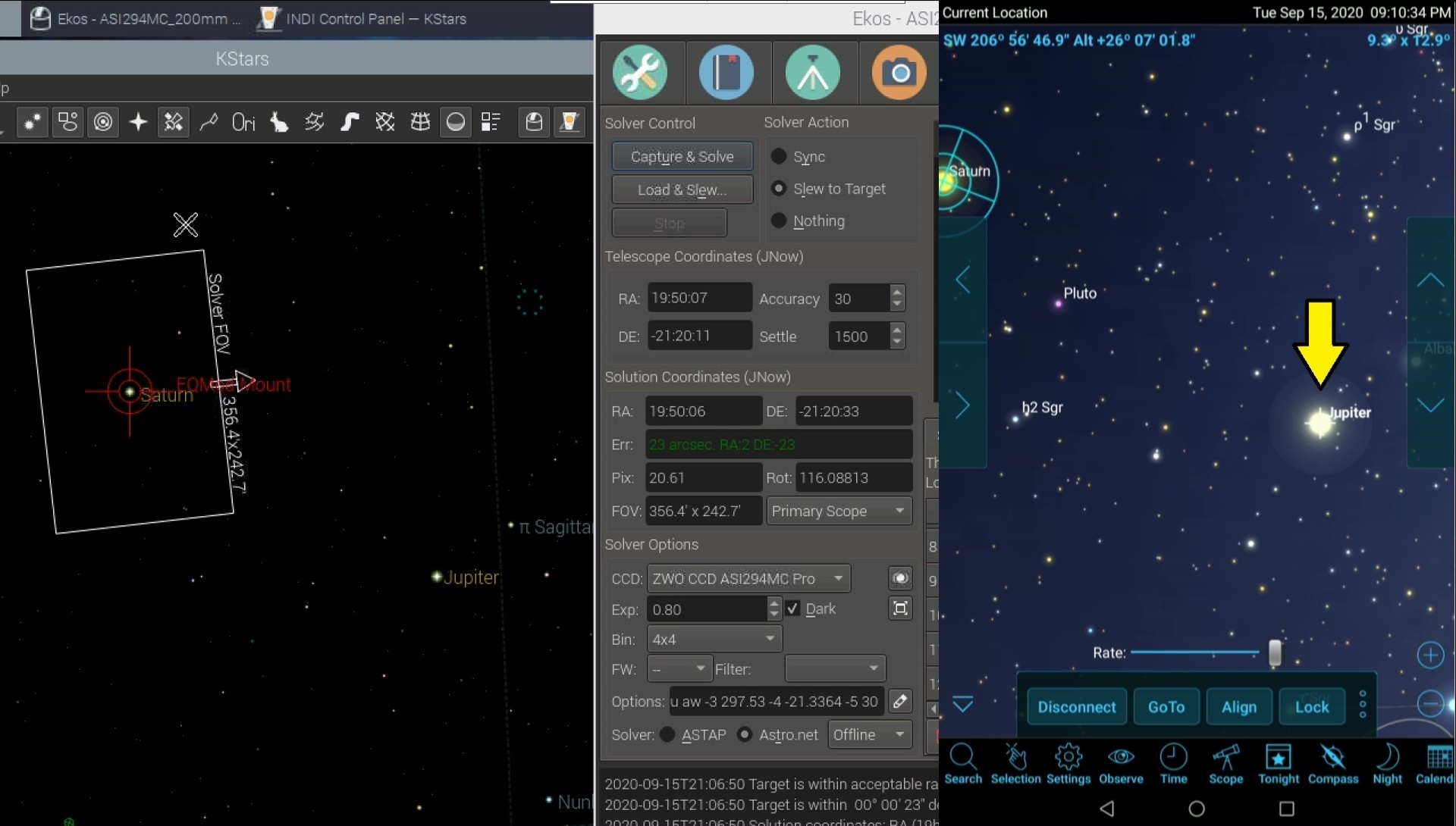 Astroberry で天体撮影 9. Plate SolvingのAZ-GTiマウントでの